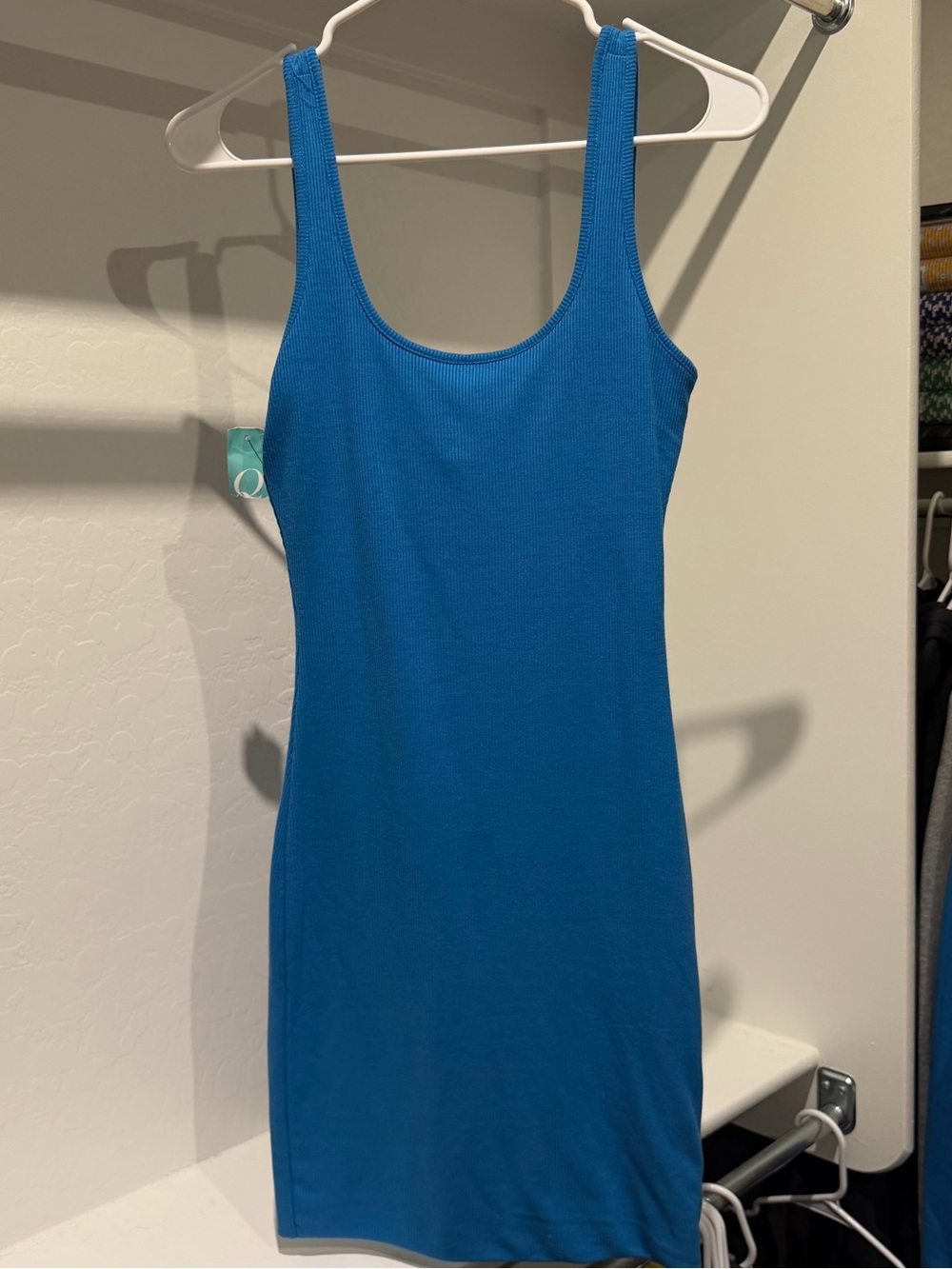 Bright Blue Ribbed Tank Dress
